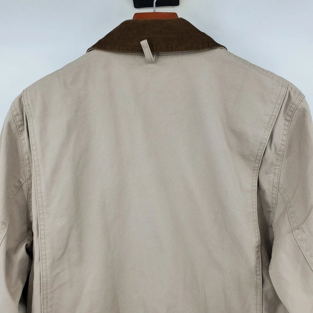 J.Crew Mens 1983 Barn Jacket Scout Khaki Plaid Flannel Line BW485 M Chore Canvas